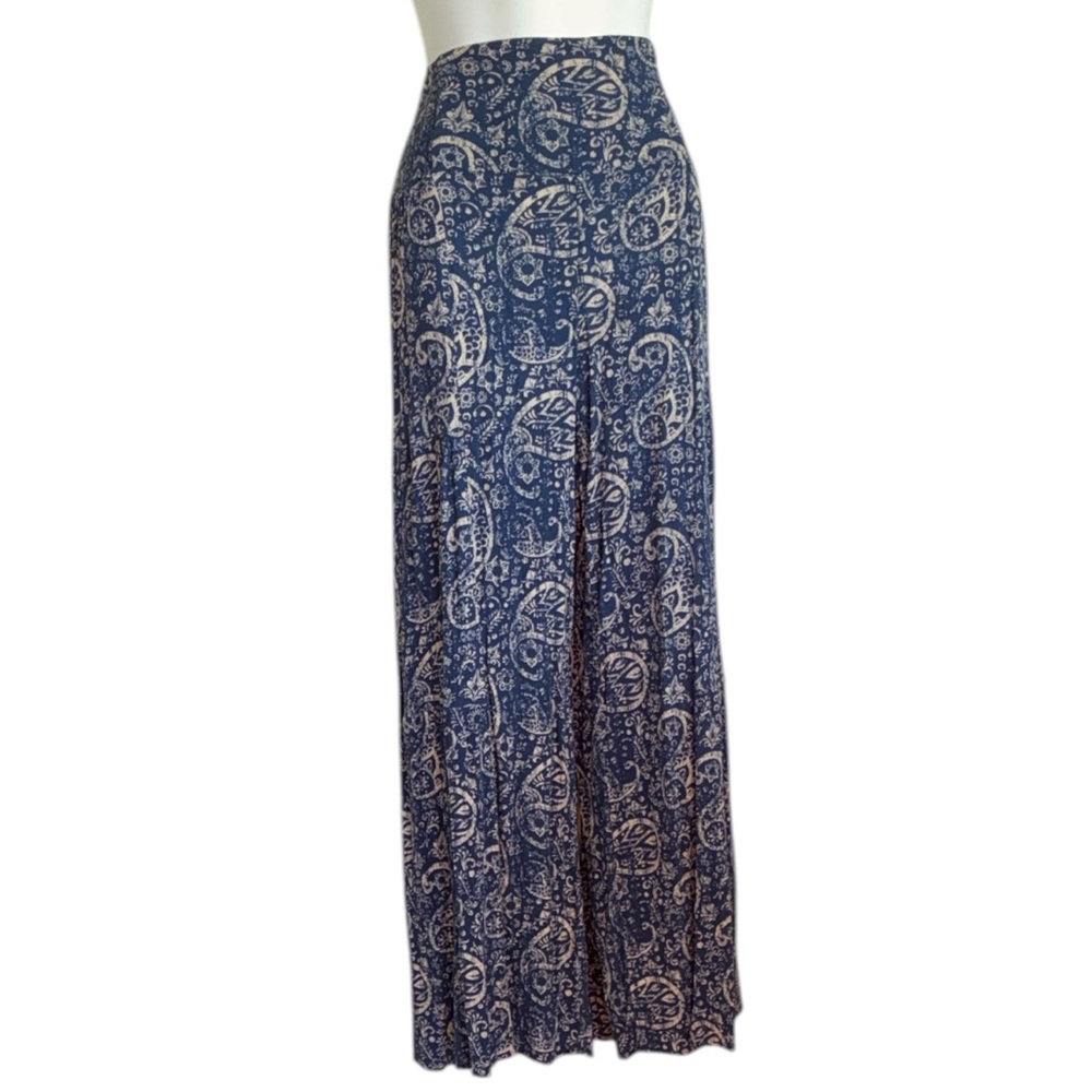 REWASH Blue Paisley Wide Leg Pants.  Ruched waist sides & back, Easy Pull-on. XL